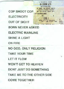 Set list of Spiritualised's gig in Dublin October 2001