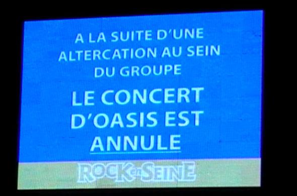 Oasis cancel Rock en Seine
