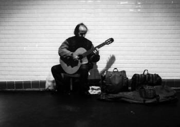 A busker at Saint Lazare metro station