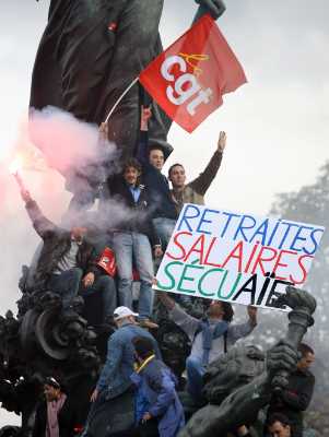 Striking workers protest in Paris