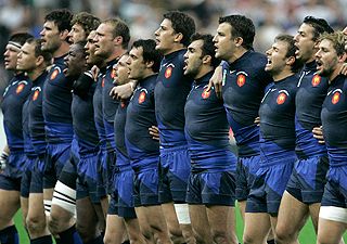 The French team singing La Marseillaise in 2007
