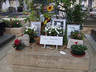 Serge Gainsbourg's grave at the Ginsburg family plot in the Cimitière Montparnasse