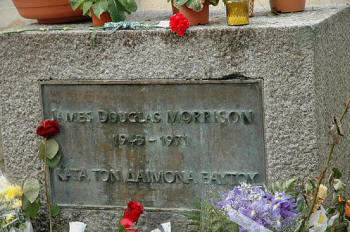 The tomb of Jim Morrison in Pere Lachaise, Paris